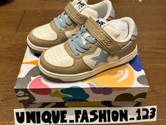 A Bathing Ape Bape Sta #2 Kids Beige Brown White Blue US 13k UK 12.5 EU 30 19cm