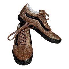 Vans Old Skool Glitter Rose Gold Black Lace Low Top Sneakers Shoes Juniors 7