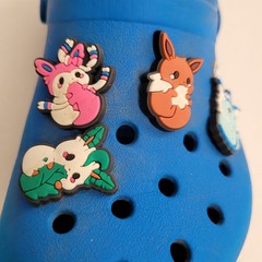CROCS Crocband Unisex Clogs Blue White Pokemon Jibbitz Eeve Naruto Anime Size J1