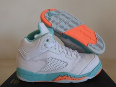 Nike Air Jordan 5 Retro (PS) White-Crimson Pulse-Aqua Sz 13c Rare! [440893-100]