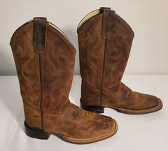 Cody James BBSC1904 Brown Leather Square Toe Cowboy Western Boots Youth Size 4D