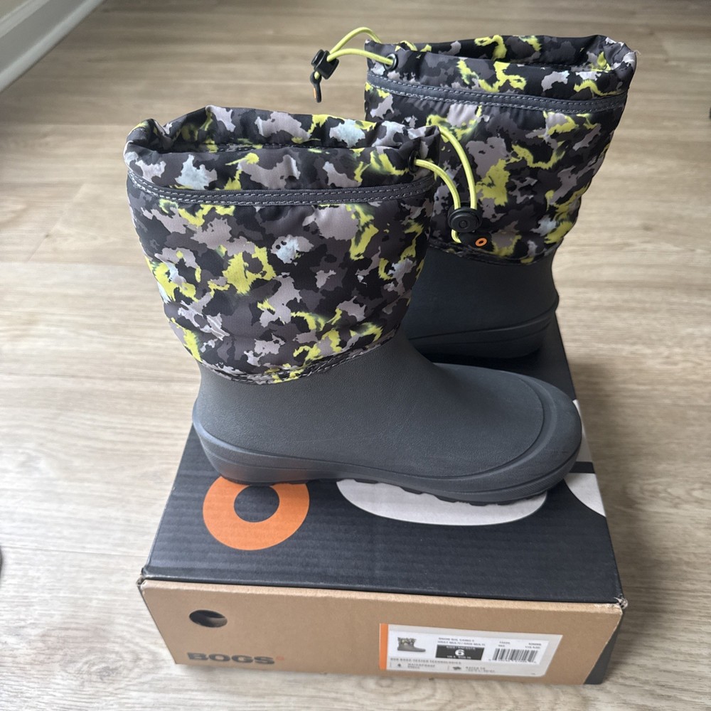 Bogs Snow Shell Boot Camo Kid’s Winter Camo-T Grey Green Size Big Kid 6