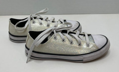 CONVERSE All Star White Glitter/Sparkle Canvas Shoe Size 1 Youth-Pre Owned