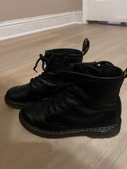 Dr. Martens 1460 J Black Leather Combat Boots Unisex Kids Lace Up Size 5