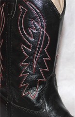 OLD WEST BLACK w/RED STITCHING LEATHER WESTERN/COWBOY BOOTS: Youth 1.5 – EUC