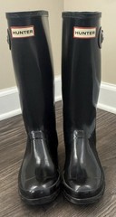 Hunter Original Tall Gloss Rain Boots Black Waterproof Rubber Boys 5 Girls 6