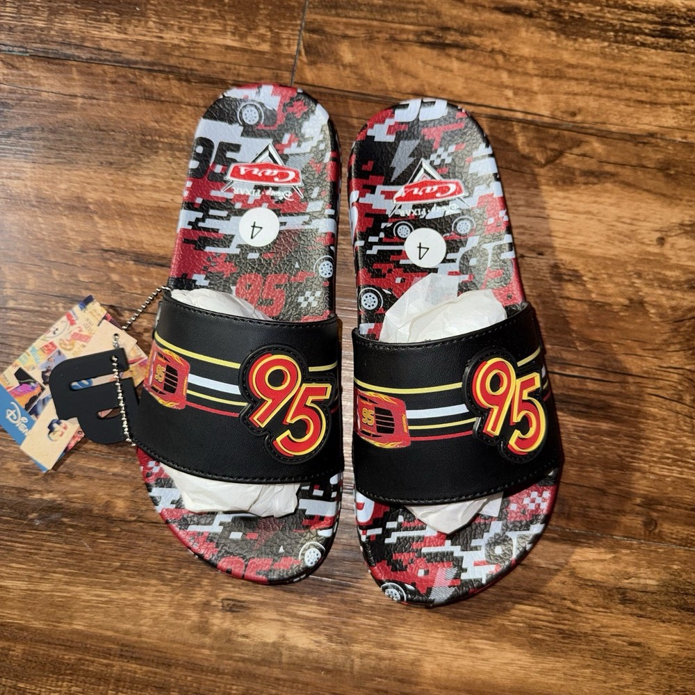 Ground Up Pixar Lightning McQueen Flip Flop Big Kids Size 4 NEW