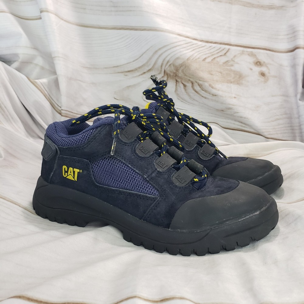 Cat Caterpillar Industrial Work Shoes Blue Leather Youth 6.5 Womens 8
