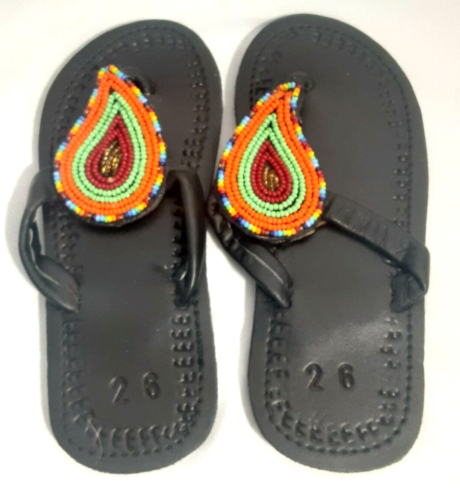 Beaded Flip Flops Sandals Child Unisex – Kids EU Size 26 – US Child Size 9 1/2