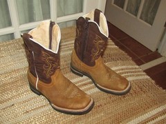 HP Mexico Square Toe Cowboy Western Boots Brown Kids size 12.5 Mex 19.5 side zip