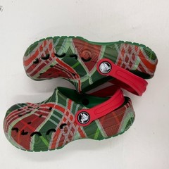 Crocs Kids Christmas Plaid C12 Clogs Red Green Holiday Slip On Shoes