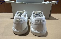 New Burberry Kid’s Noah Check Low-Top Leather Sneakers in Breeze IP Check