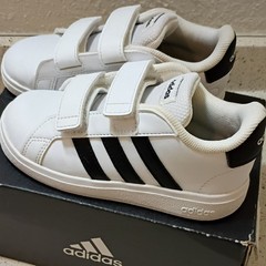adidas Unisex Kids Breaknet I White Black Hook & Loop Sneakers US 9.5K