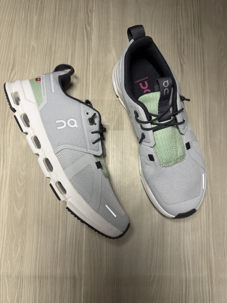 On Cloud Unisex Kids Sneaker Gray/Green/Black Lace-Up Mesh US 3.5 EU 35.5