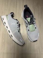 On Cloud Unisex Kids Sneaker Gray/Green/Black Lace-Up Mesh US 3.5 EU 35.5