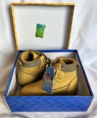 Tobfis Kids Waterproof Work Boots Size 8 Tan Double Hook & Loop Strap Closures