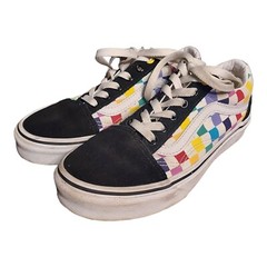 Vans Old Skool Checkerboard Rainbow Sneakers Womens SZ 6 Checkered Shoes