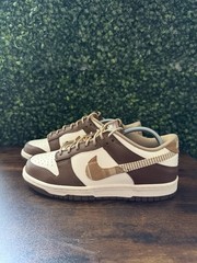 Nike Dunk Plaid Brown Pattern Kid Size 6 Shoe FV3653-191 Women Size 7.5 Sneakers