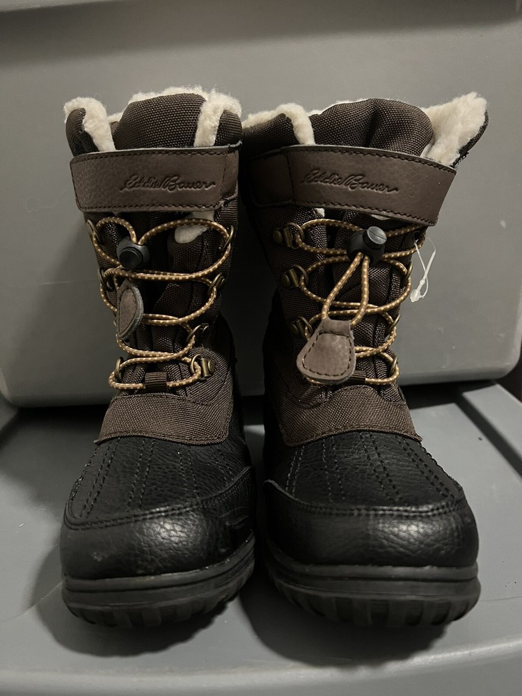 EDDIE BAUER Children Insulated Snow BOOTS SIZE 1M BROWN