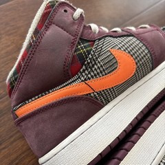 Nike Air Jordan 1 Mid Plaid Night Maroon Black White FD5460-608 GS Size 5.5Y
