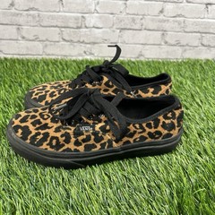 Vans Authentic Leopard Print Skate Shoes Black Cheetah Kids Size 2Y Low Top