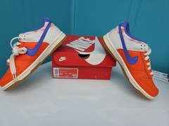 Nike Dunk Low SE GS Orange White Purple Leather Kids Sneakers Size 4.5y