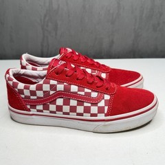 Vans Ward Sneaker Youth 4.0 Red Checkerboard Suede Low Top Skater Shoe