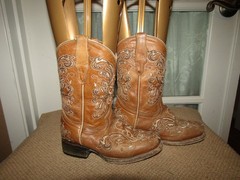 Mexico Brown Square Toe Studded Inlay Western Boots Kids size 11 Mex 18