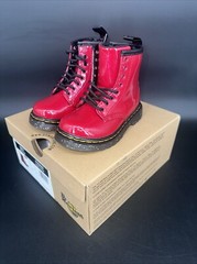 Dr. Martens 1460 T Toddler Boots Bright Red Cosmic Glitter Side Zip Size 8 US