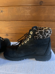 Timberland unisex Vintage 6 in Premium Boot Leopard Luxe Black Classic Youth Sz