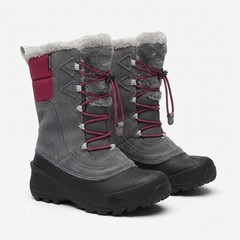 The North Face Alpenglow IV Winter Boots Kids 3 Gray Pink Waterproof Insulated