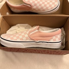 VANS Classic Slip-On Checkerboard Pink/White Canvas Low Top Kids US 4