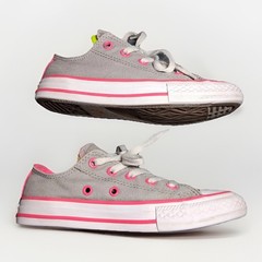 Converse Chuck Taylor All Star Junior 13 Grey Neon Pink Lime Double Tongue Shoes