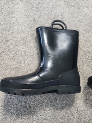 Zoogs Kids Black Rubber Rain Boots Size 3 Waterproof Easy Pull-On Handles