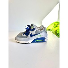 Nike Air Max 90 Wolf Grey Deep Royal Blue Electric Green 724821-005 Kids 6Y