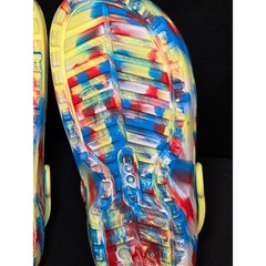 Crocs Kids Classic Fur Lined Clog Marbled Red Blue Yellow Fuzzy Shoes Size J3