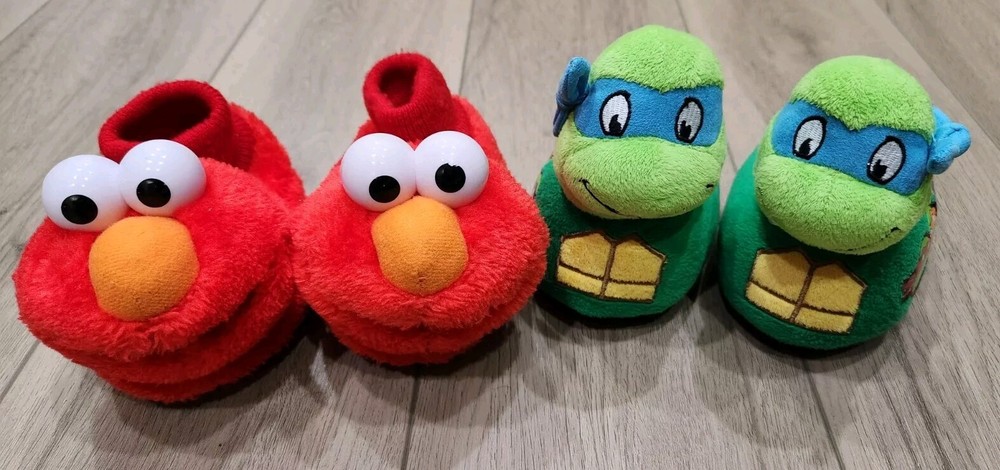 Teenage Mutant Ninja Turtles Leonardo & Elmo Sesame Street Slippers Kid S 5/6