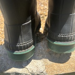 Black Rubber Rain Work Boot Waterproof Youth Size 8 USA, Thick Green Tread