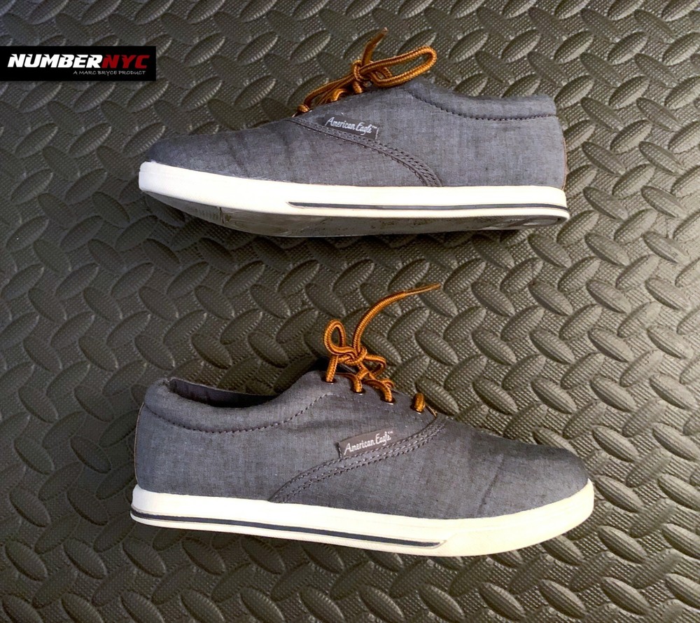 American Eagle Canvas Size 4 Youth Shoes Brown Blue Denim Unisex Boys Girls Kids