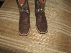 El General Brown Snake Print Leather Square Toe Cowboy Boots Youth sz 13 Mex 20