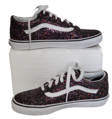 VANS OFF THE WALL PURPLE GLITTER SNEAKERS YOUTH SIZE 5.5 #721278
