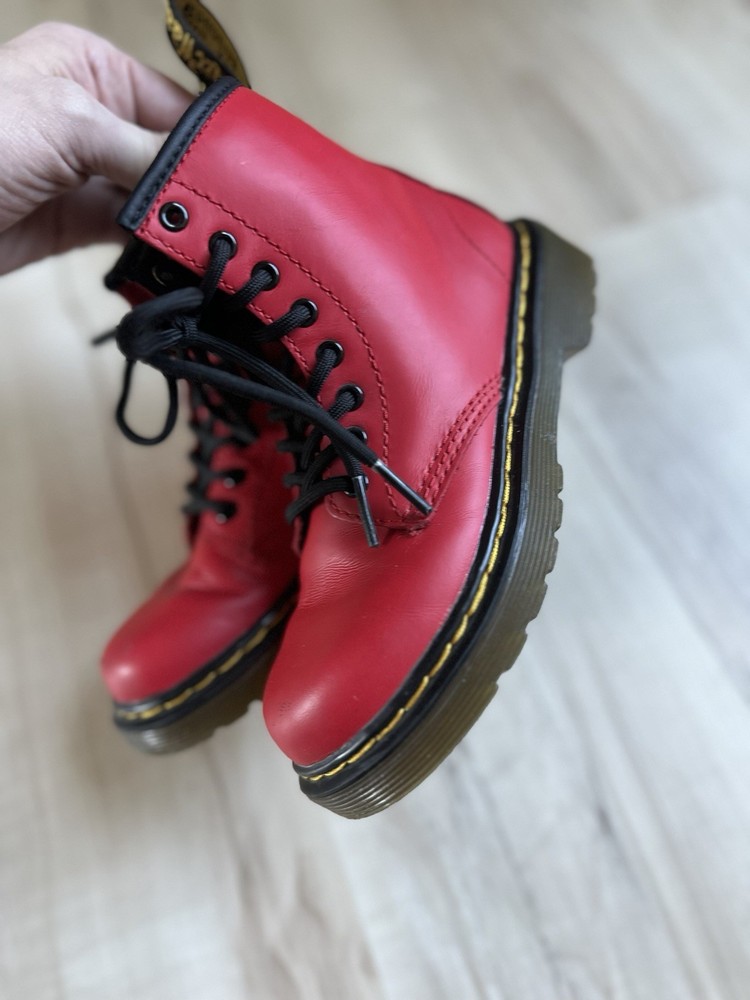 Dr. Martens 1460 Pascal Junior Red Leather Boots Kids US 12 UK 11 Side Zip