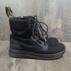 Doc Dr Martens Boots Combs J Combat Lace Up Black Canvas Zip Youth Kids Size 3