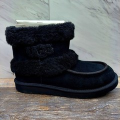 UGG Ultra Mini Fluff Black Ankle Boots Size 6 Kids Womens 7 New in Box 1143701K