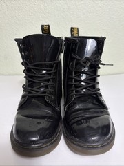 Dr. Martens Doc 1460 J Juniors Combat Boots Size 4 Glossy Black Leather Side Zip