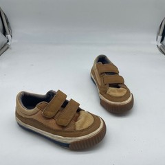 Zara Kids Tan Brown Canvas Double Strap Sneakers Boys Size 9.5 EU 26/27