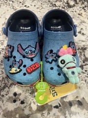 Crocs Disney Stitch Classic Blue Clog Unisex Kids US 10c Slip-On
