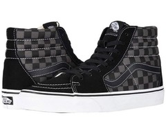 VANS Youth SK8-HI CHECKERBOARD BLACK/PEWTER SHOE Sz 2.5