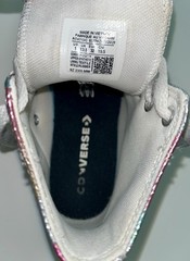 Converse All Star Youth Size 1 Pure Silver Aqua Soul Glitter Retro 80s Hightop