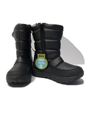 Magellan Outdoors Youth Size 2 Snow Boots Black Side Zip Lined Winter